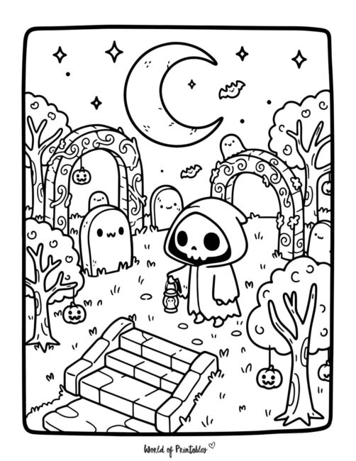 Cute and Spooky Coloring Page