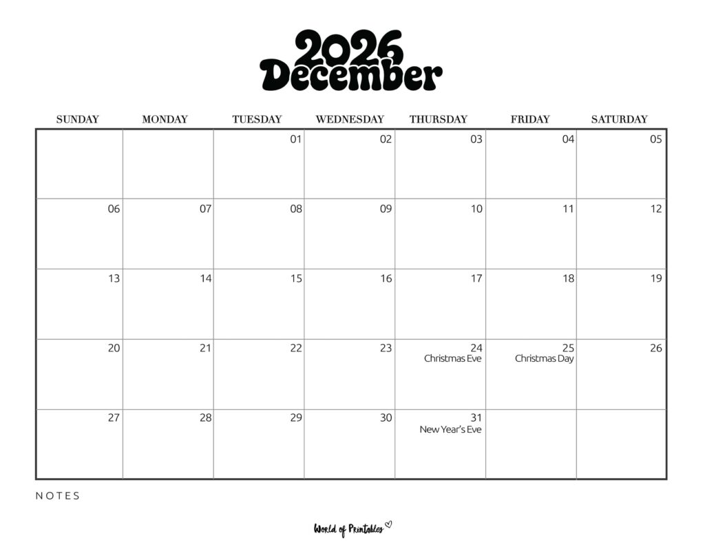 December 2026 Calendar with Holidays 1