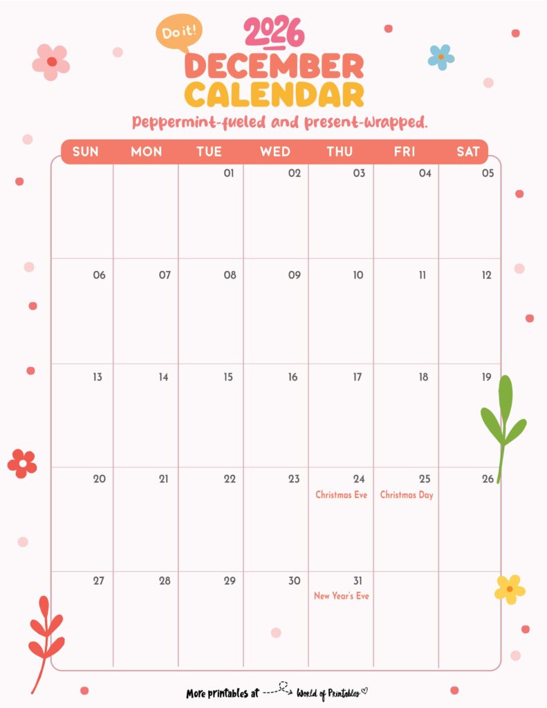 December 2026 Calendar with Holidays 3