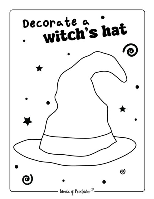 Decorate a witch's hat Halloween Worksheet