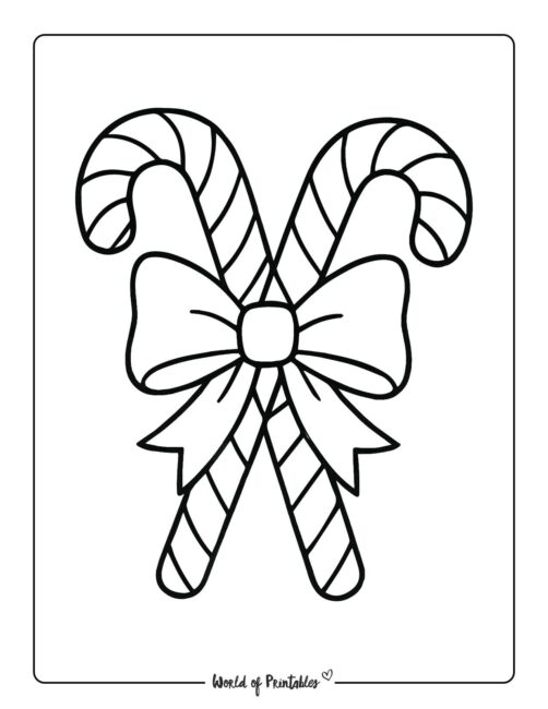 Easy Candy Cane Christmas Coloring Page For Toddlers