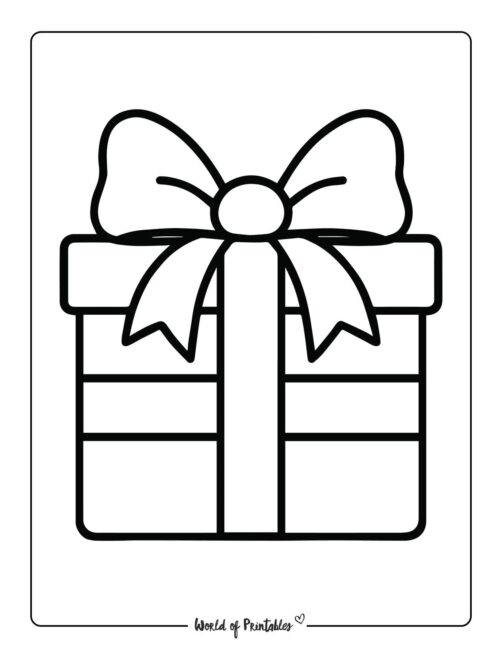 Easy Gift Christmas Coloring Page