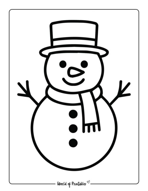 Easy Snowman Toddler Coloring page