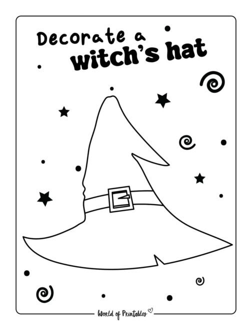 Easy witch's hat Halloween Worksheet