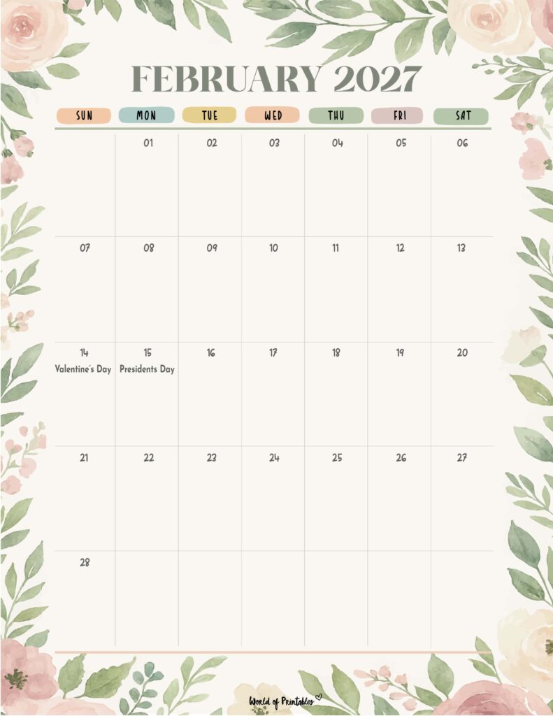 February 2027 Calendar with Holidays 4
