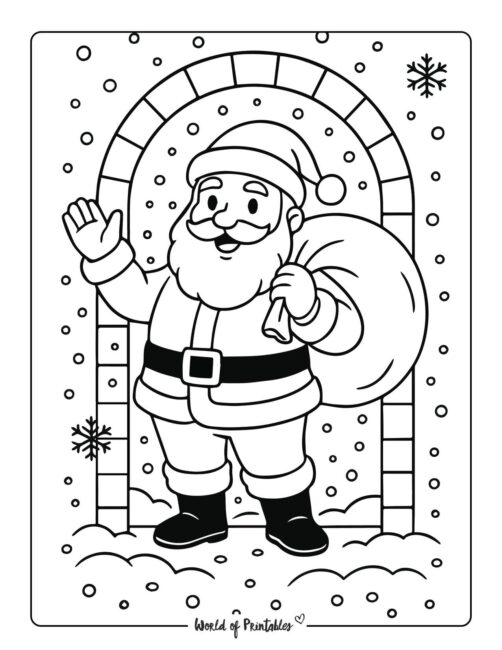 Festive Santa Christmas Coloring Page