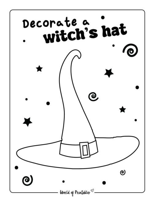 Free Decorate a witch's hat Halloween Worksheet