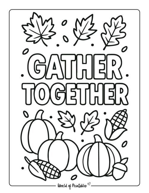 Gather Together Thanksgiving Printable Coloring Page