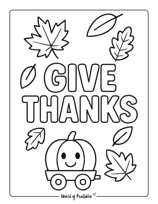 Give Thanks Fun Thanksgiving Coloring Page