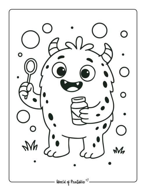 Happy Bubbles Monster Coloring Pages For Kids