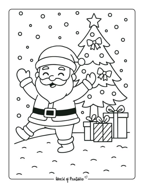 Happy Santa Christmas Coloring Page For Kids