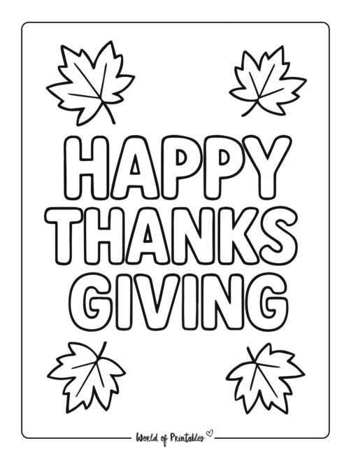 Happy Thanksgiving Coloring Page