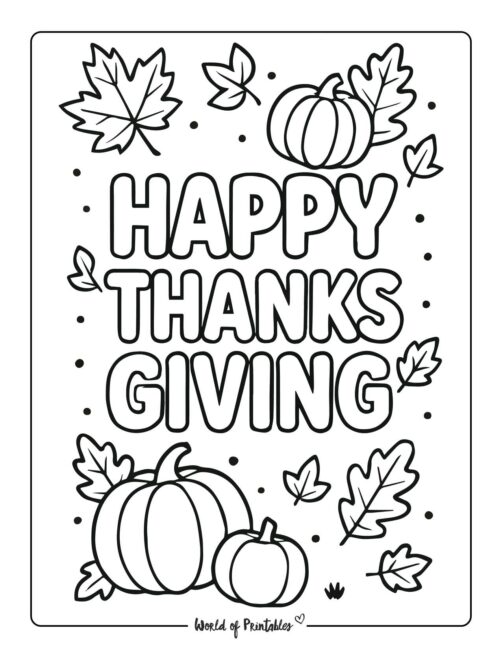 Happy Thanksgiving Free Printable Thanksgiving Coloring Page