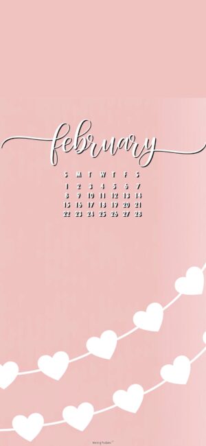Hearts February Calendar Wallpaper