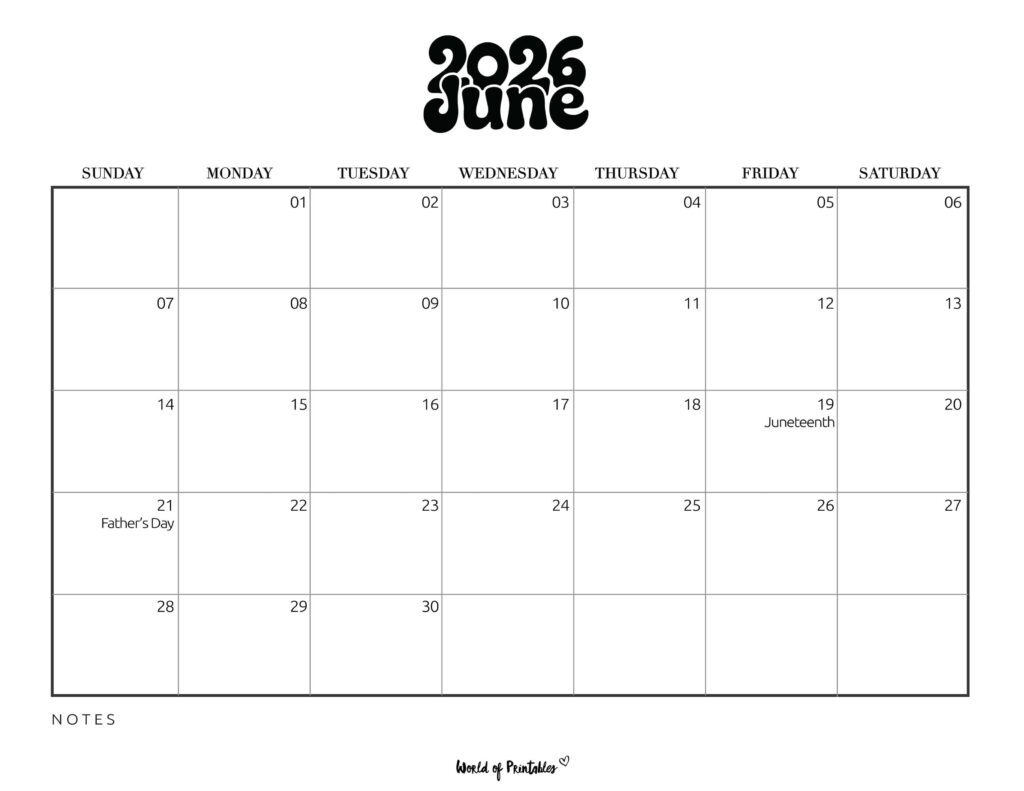 June 2026 Calendar with Holidays 1