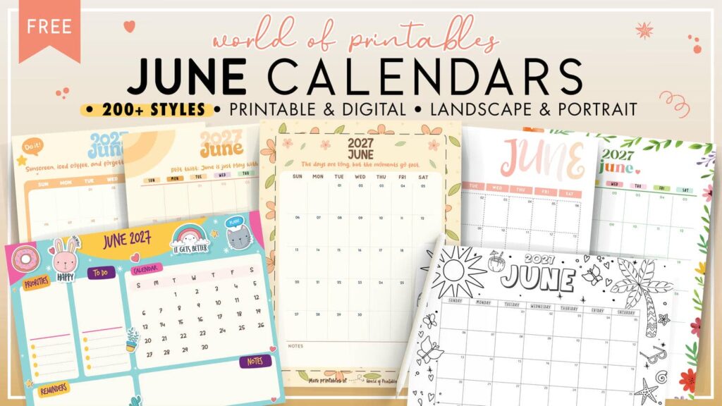 June 2027 Calendars