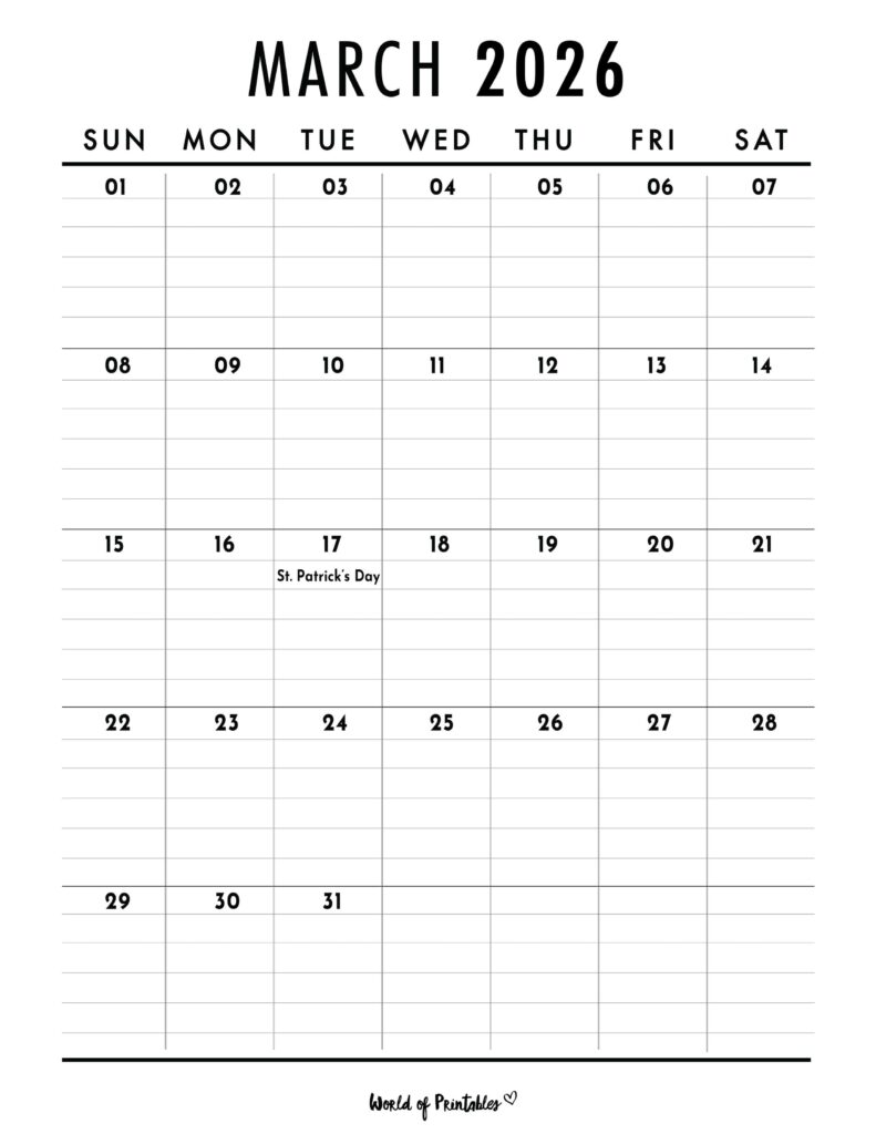 March 2026 Calendar with Holidays 2