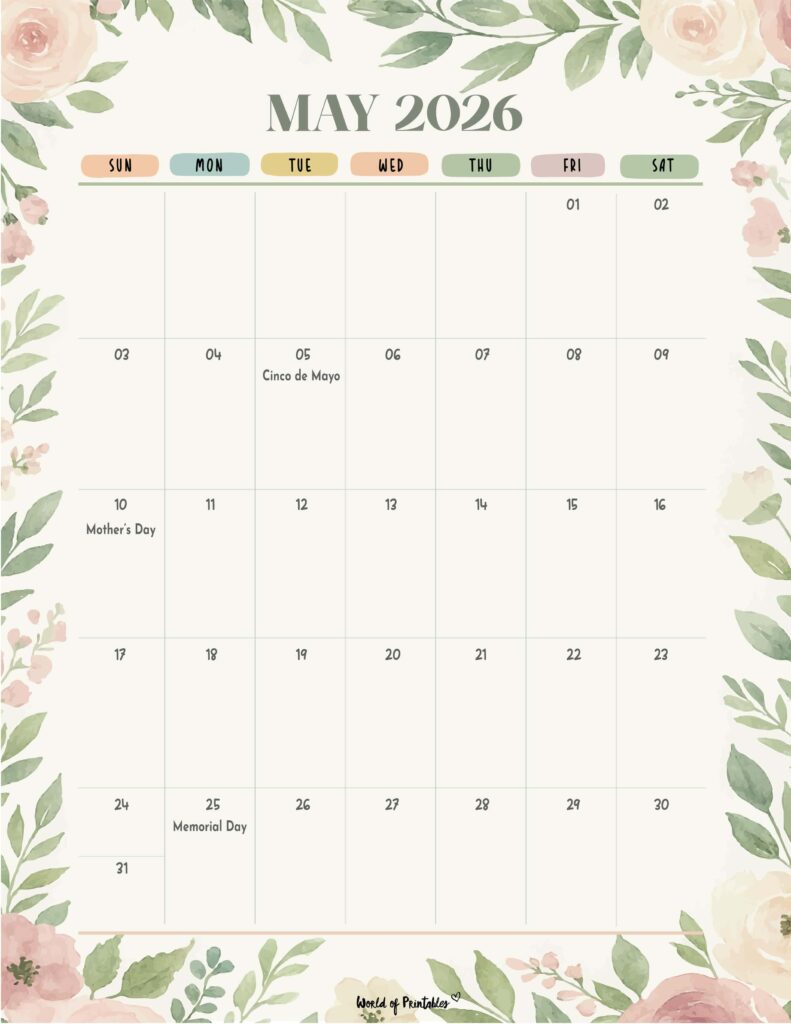 May 2026 Calendar with Holidays 4