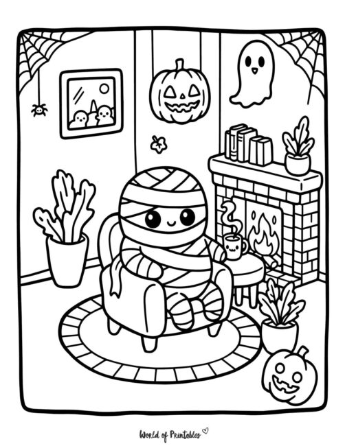 Mummy Halloween Coloring Page