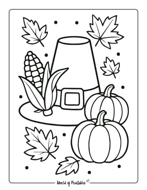 Pilgrim Hat Printable Thanksgiving Coloring Sheet