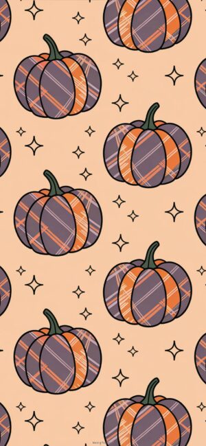 Plaid Pumpkin Halloween Wallpaper