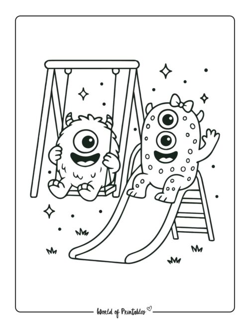 Playground Monster Coloring Pages