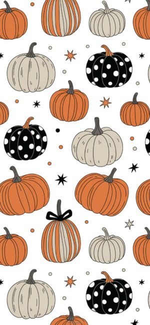 Pretty Pumpkin Pattern Halloween Wallpaper
