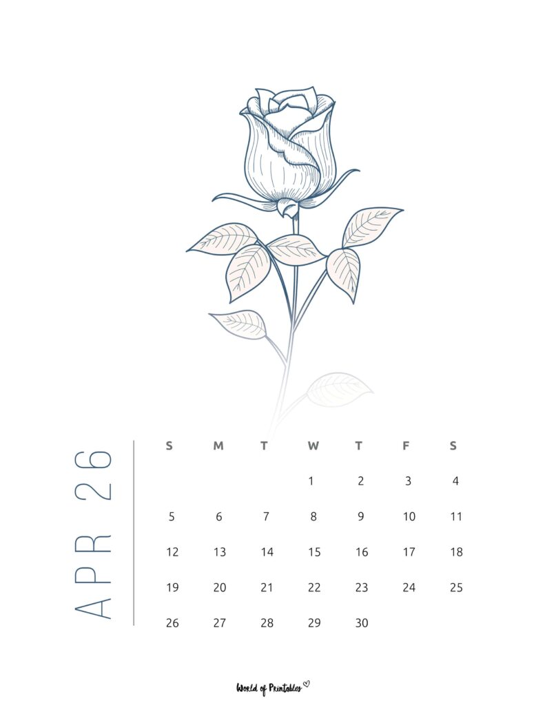 Printable April 2026 Calendar Design 17