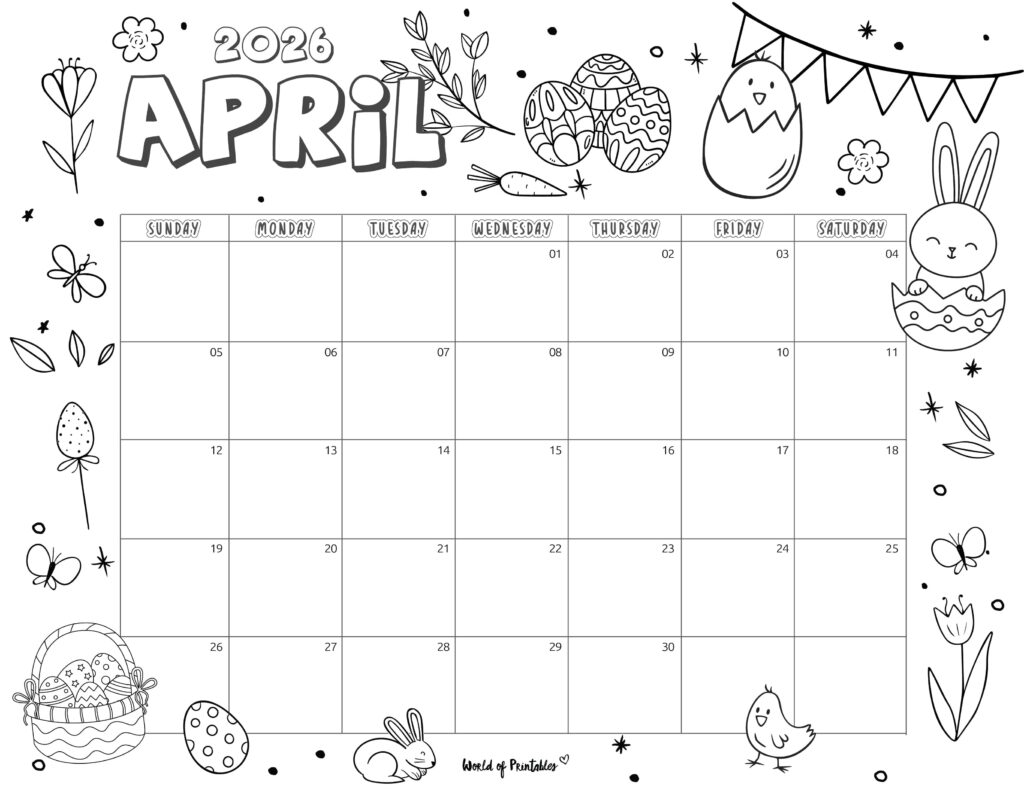 Printable April 2026 Calendar Design 215