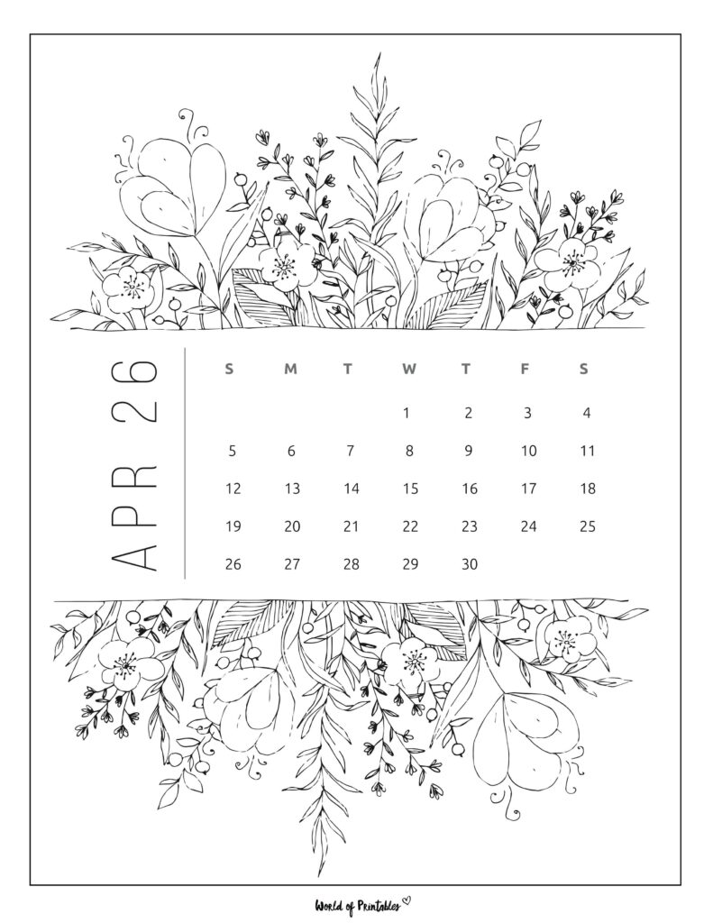 Printable April 2026 Calendar Design 23