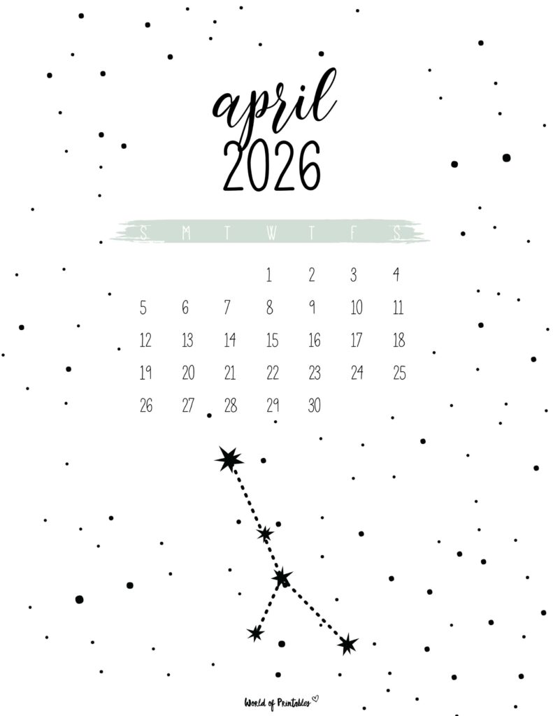 Printable April 2026 Calendar Design 24