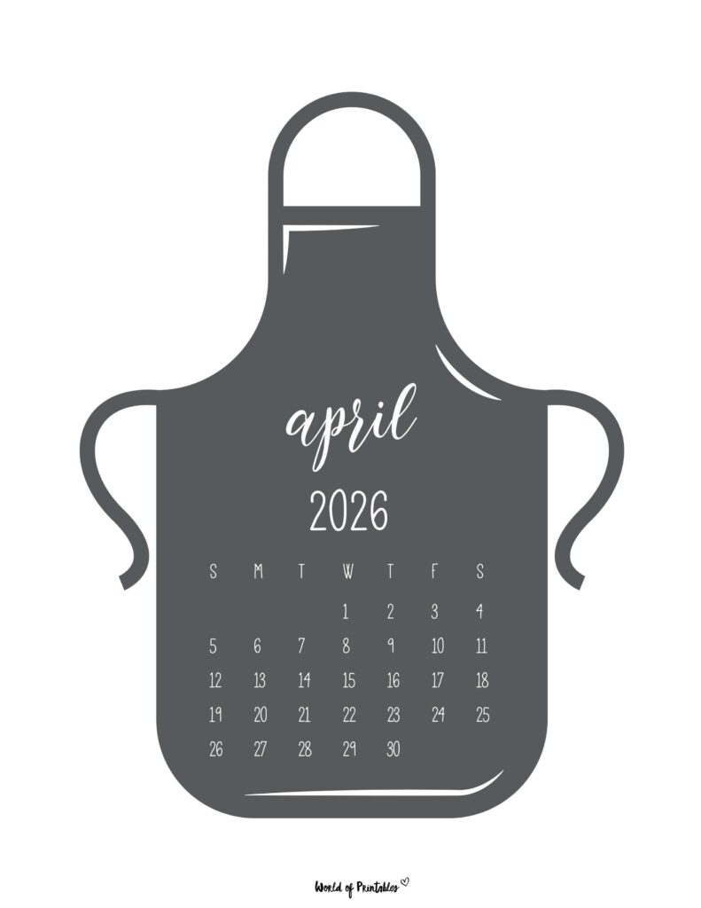 Printable April 2026 Calendar Design 25