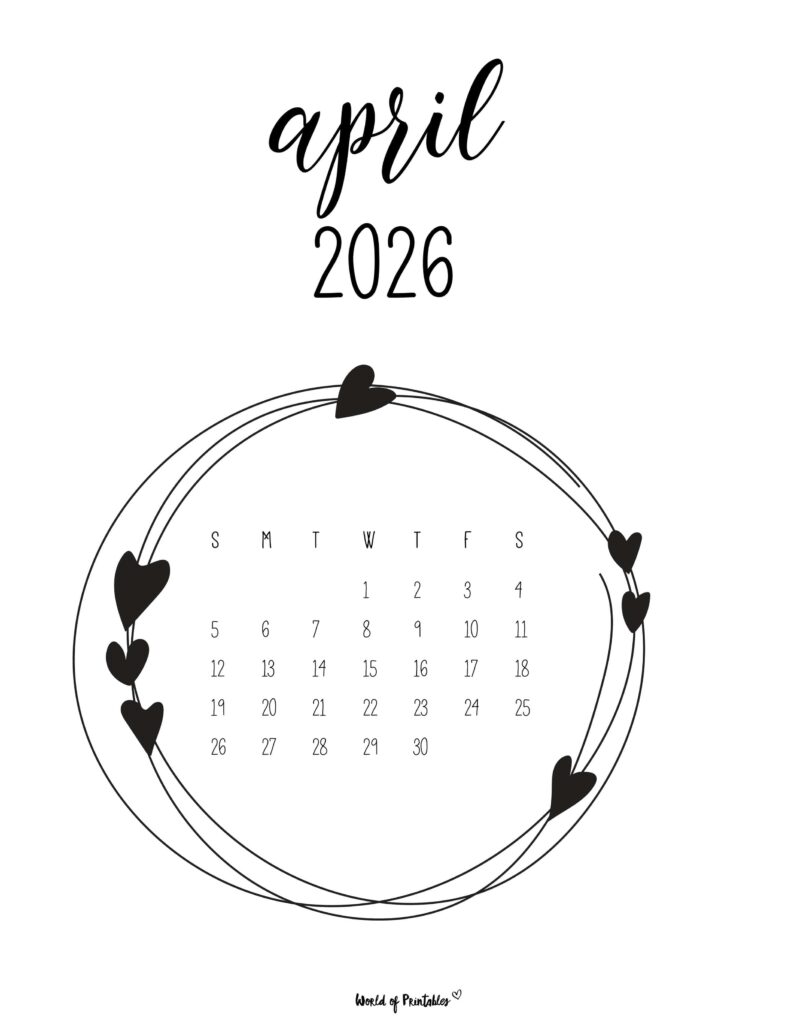 Printable April 2026 Calendar Design 27