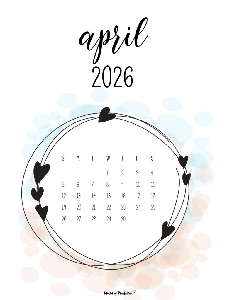 Printable April 2026 Calendar Design 27 alt