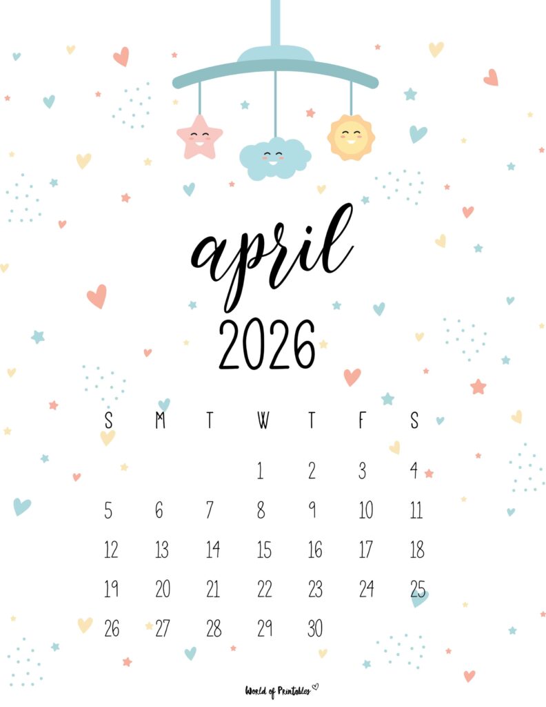 Printable April 2026 Calendar Design 31