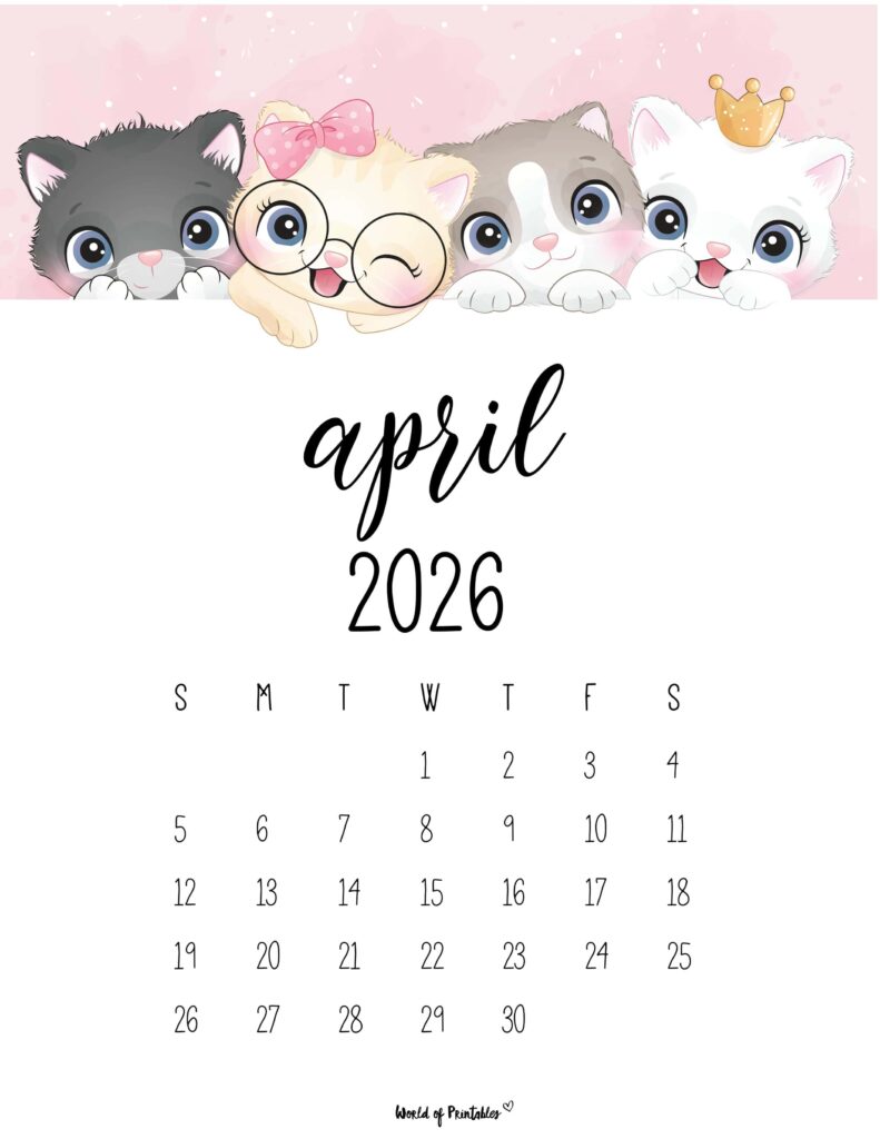 Printable April 2026 Calendar Design 33
