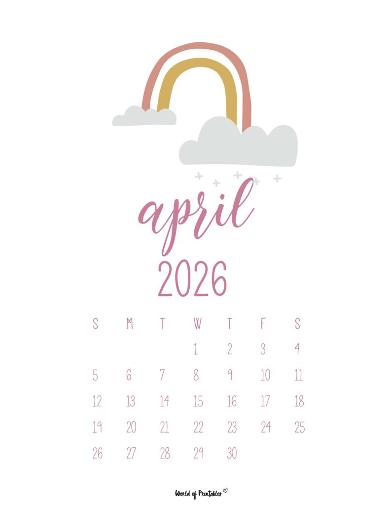 Printable April 2026 Calendar Design 34
