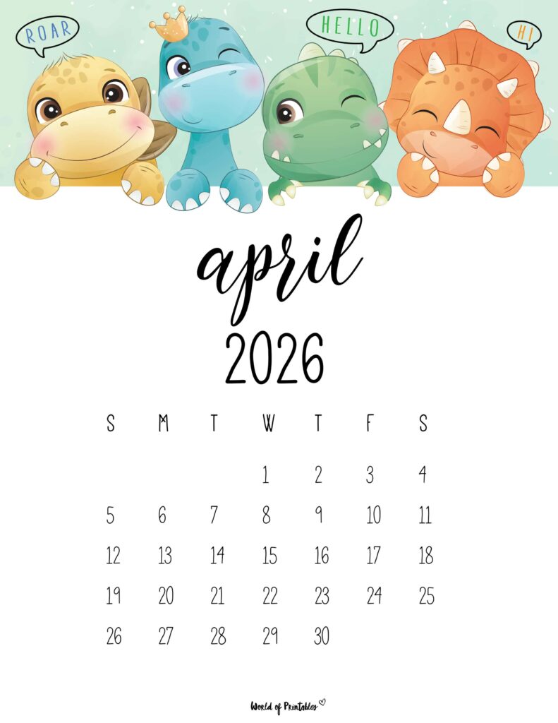 Printable April 2026 Calendar Design 35