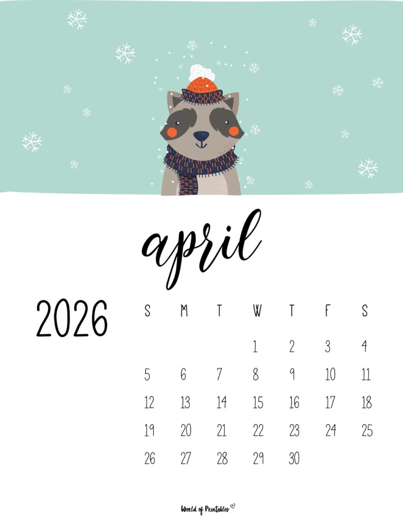 Printable April 2026 Calendar Design 36