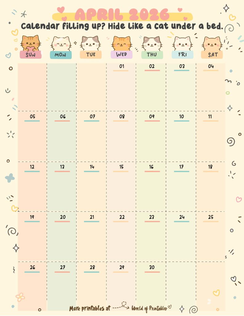 Printable April 2026 Calendar Design 360