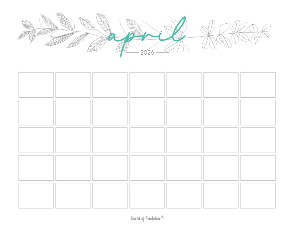 Printable April 2026 Calendar Design 366