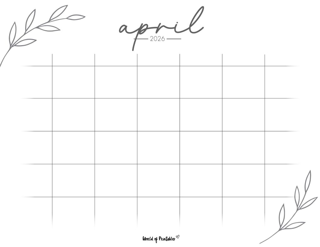 Printable April 2026 Calendar Design 367