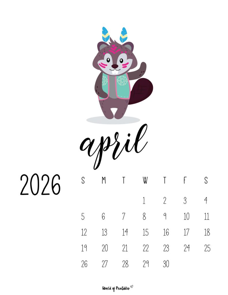 Printable April 2026 Calendar Design 37