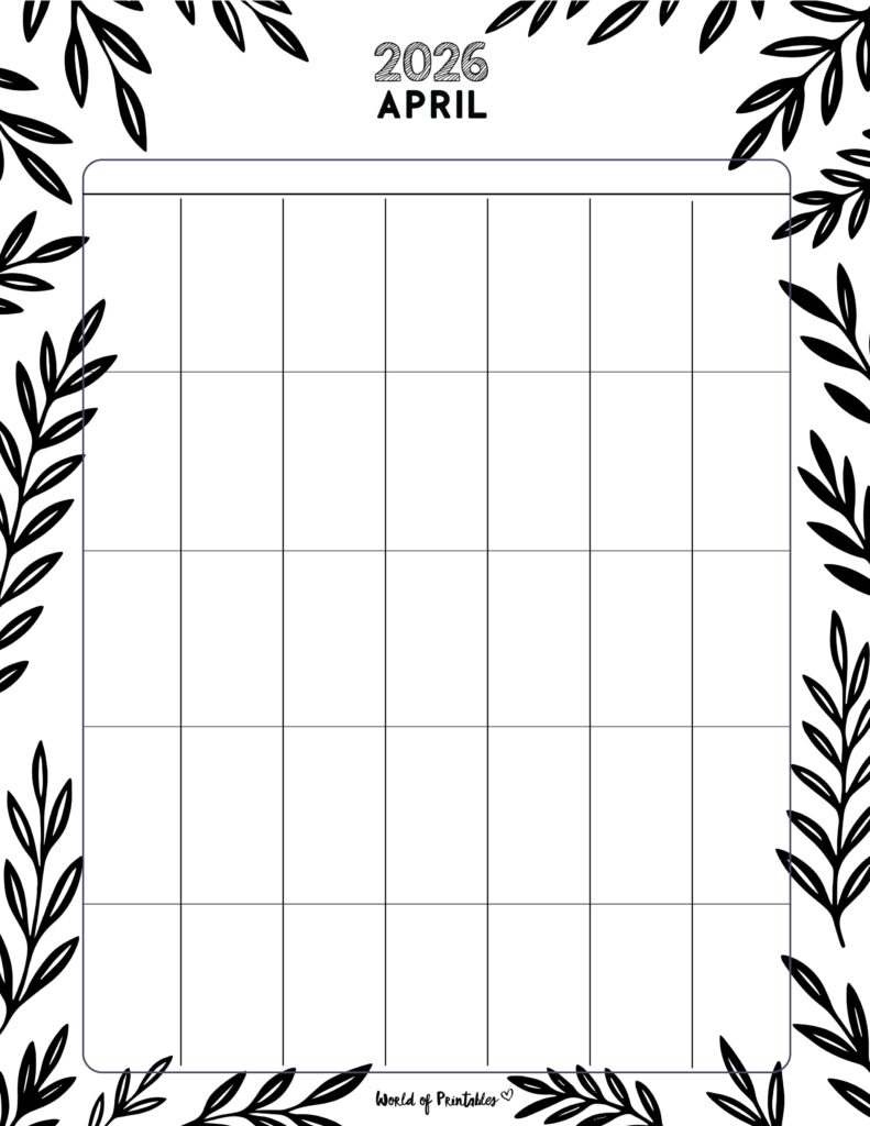 Printable April 2026 Calendar Design 370