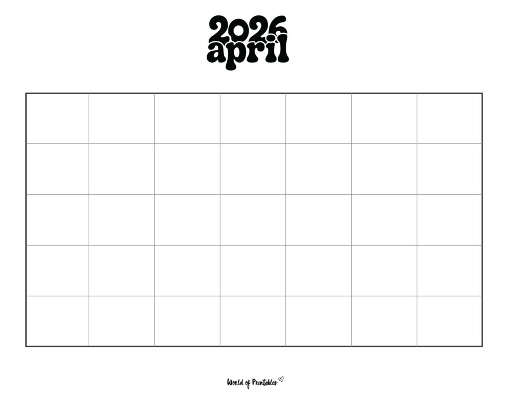 Printable April 2026 Calendar Design 371