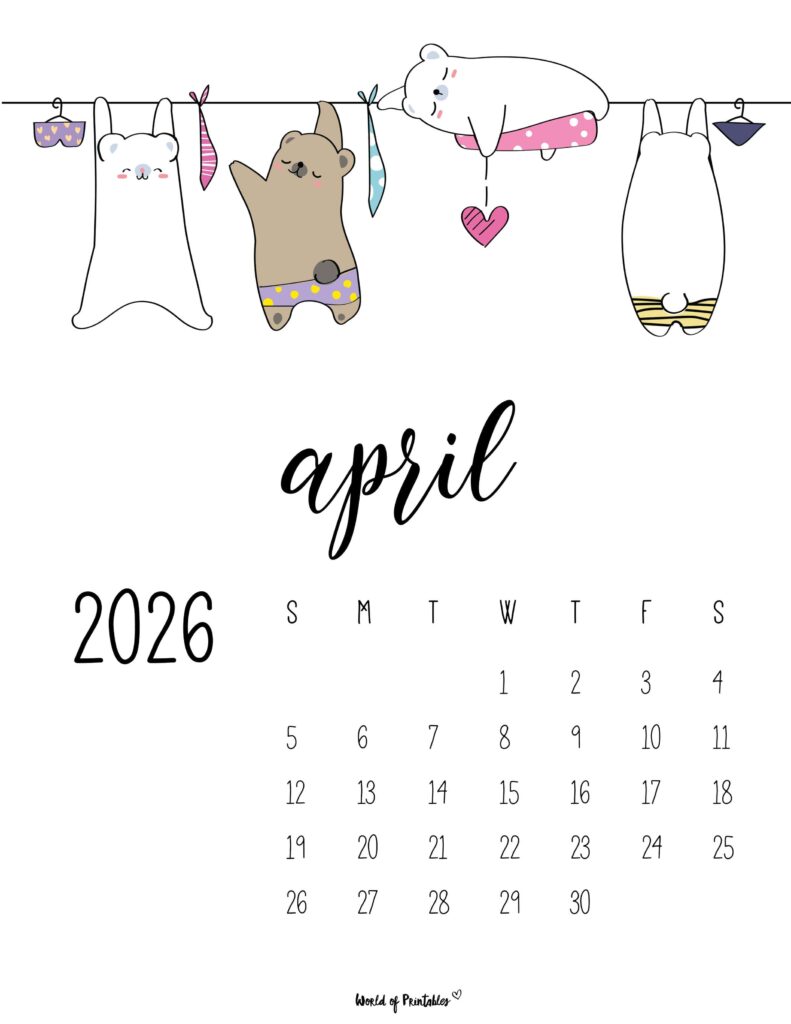 Printable April 2026 Calendar Design 39