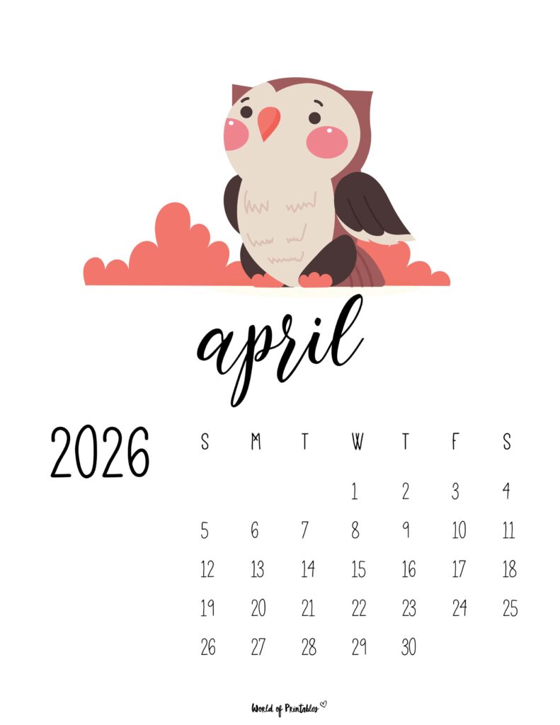 Printable April 2026 Calendar Design 42