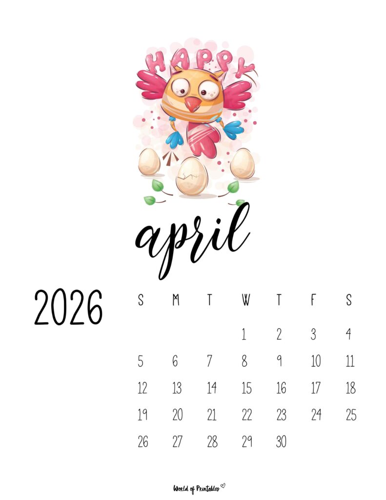 Printable April 2026 Calendar Design 43