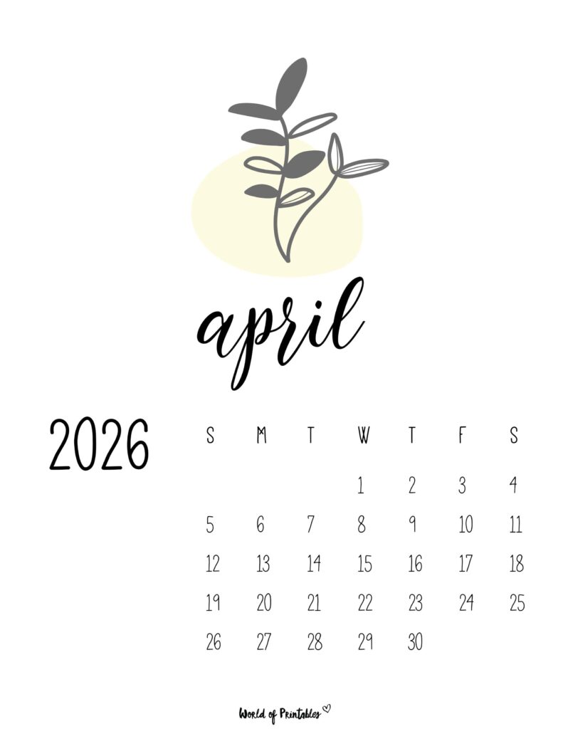 Printable April 2026 Calendar Design 46