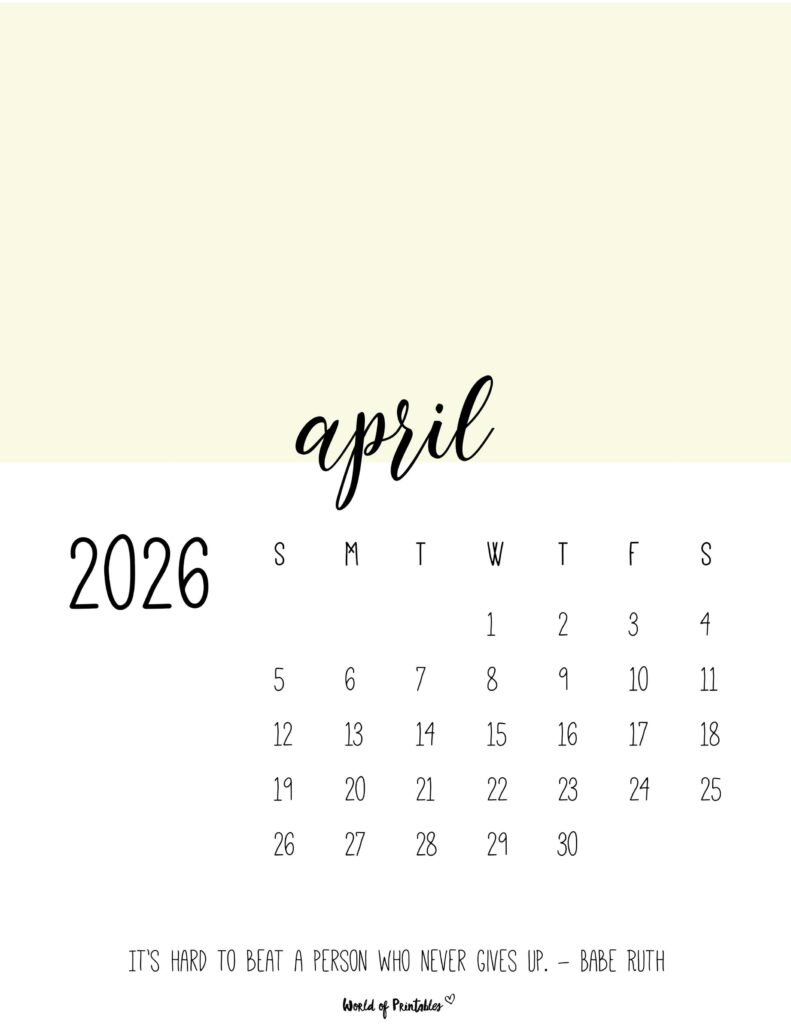 Printable April 2026 Calendar Design 54